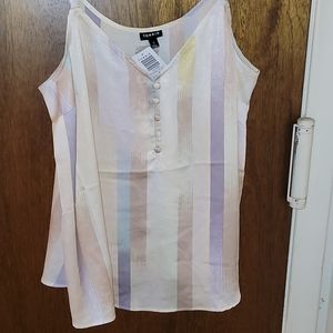 MULTI BRUSHSTROKES SATIN BUTTON CAMI